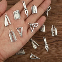 10pcs charms learn stationery ruler silver color pendant for diy making necklace bracelet jewelry supplies