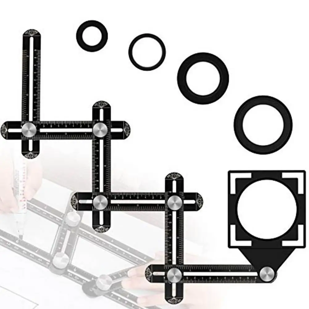 

Multi-Angle Ruler 6-Sided Six-Folds Woodworking Drilling Locator Durable Aluminum Alloy Material Improved Angle Measurement Rule