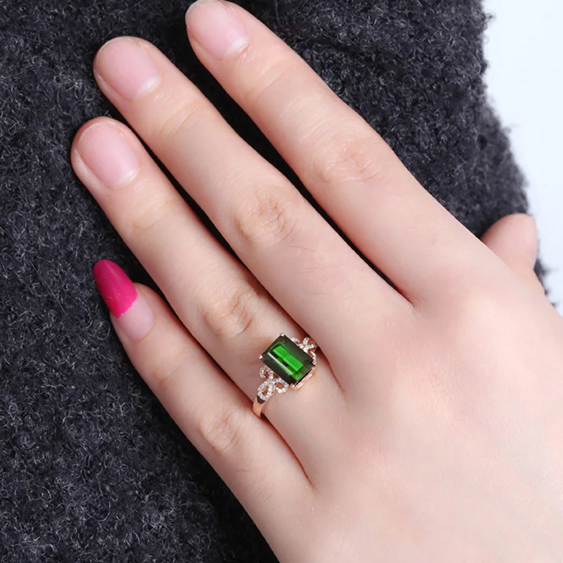 Luxurious Classic Rose Gold natural jadeite engagement ring ladies boutique jewelry Valentine's Day gift | Украшения и