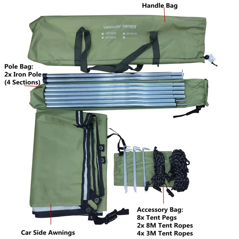 3 размера походный тент для автомобиля от солнца на открытом воздухе