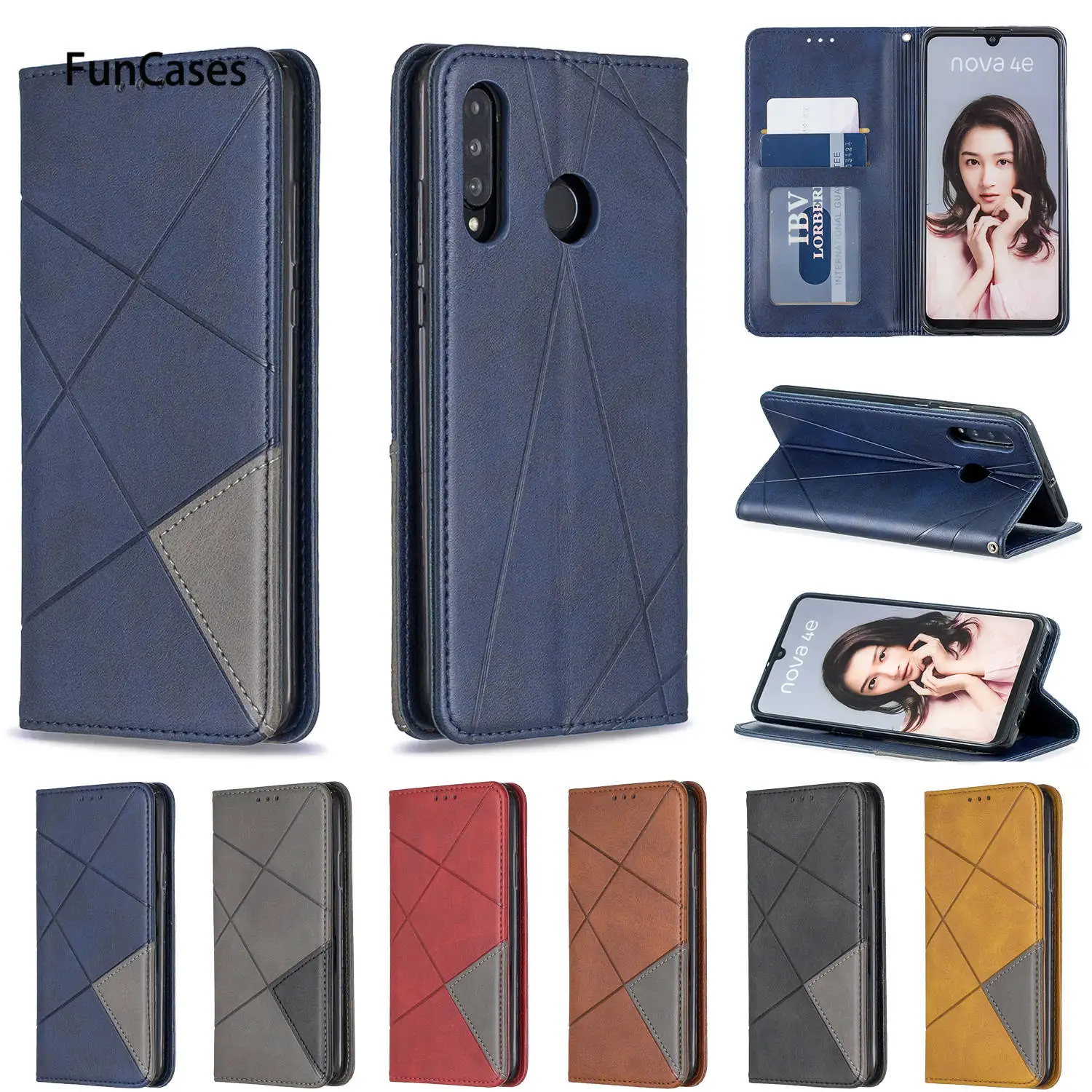 P30 Lite цветной Чехол бумажник с откидной крышкой для armor huawei мраморные чехлы
