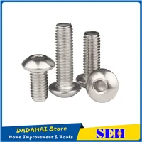 102550pcs m2 m2 5 m3 m4 m5 stainless steel 304 round head screws mushroom hexagon hex socket button head screw
