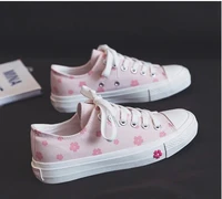 vintage womens sports shoes cherry blossom sneakers student 2020 new canvas shoes whitepink lolita shoes casual flats