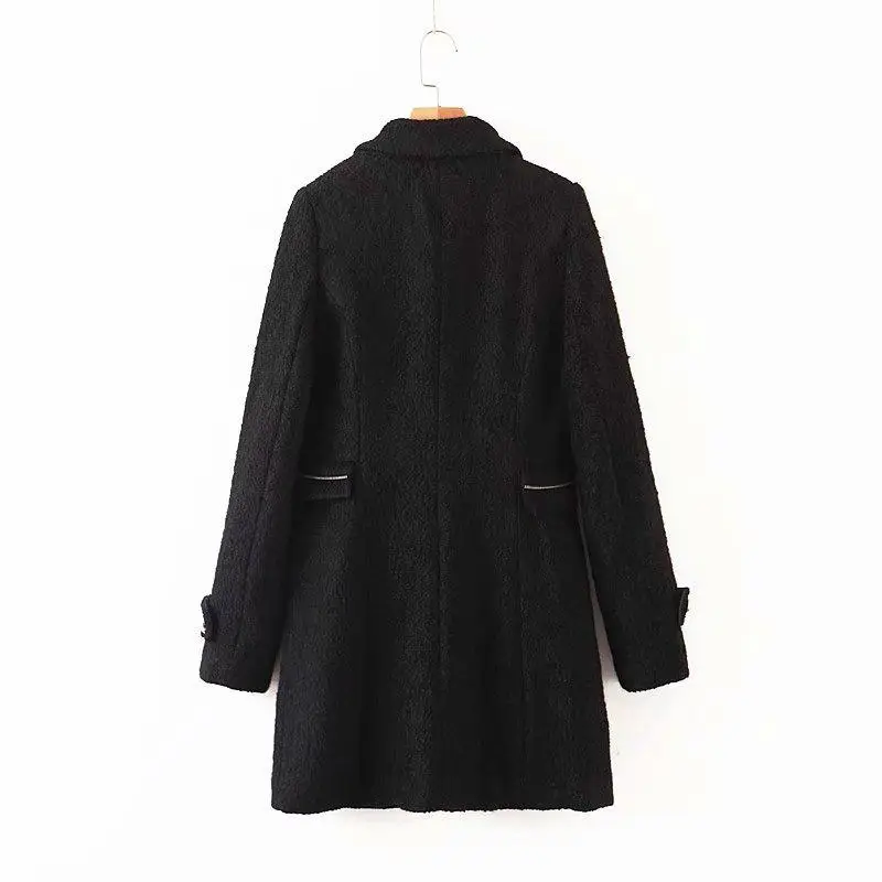 

wholesale double New breasted medium and long woolen overcoat for women's wear in Europe and America in autumn and winter of 201