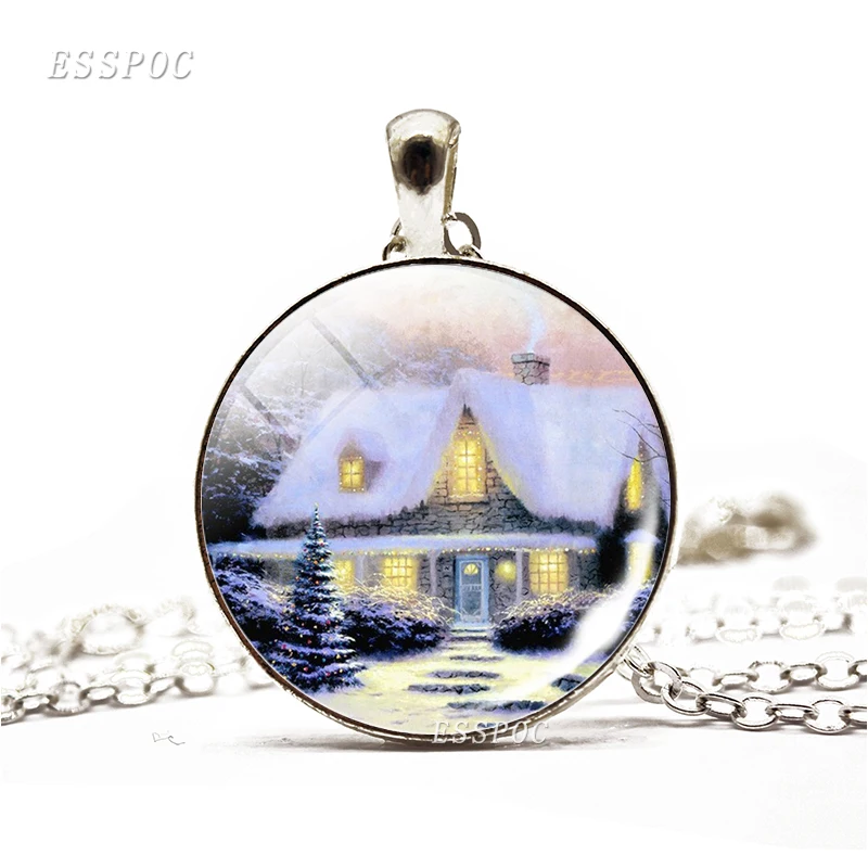 Рождественский Снежный домик ожерелье сказочный мир SantaClaus декоративный кулон