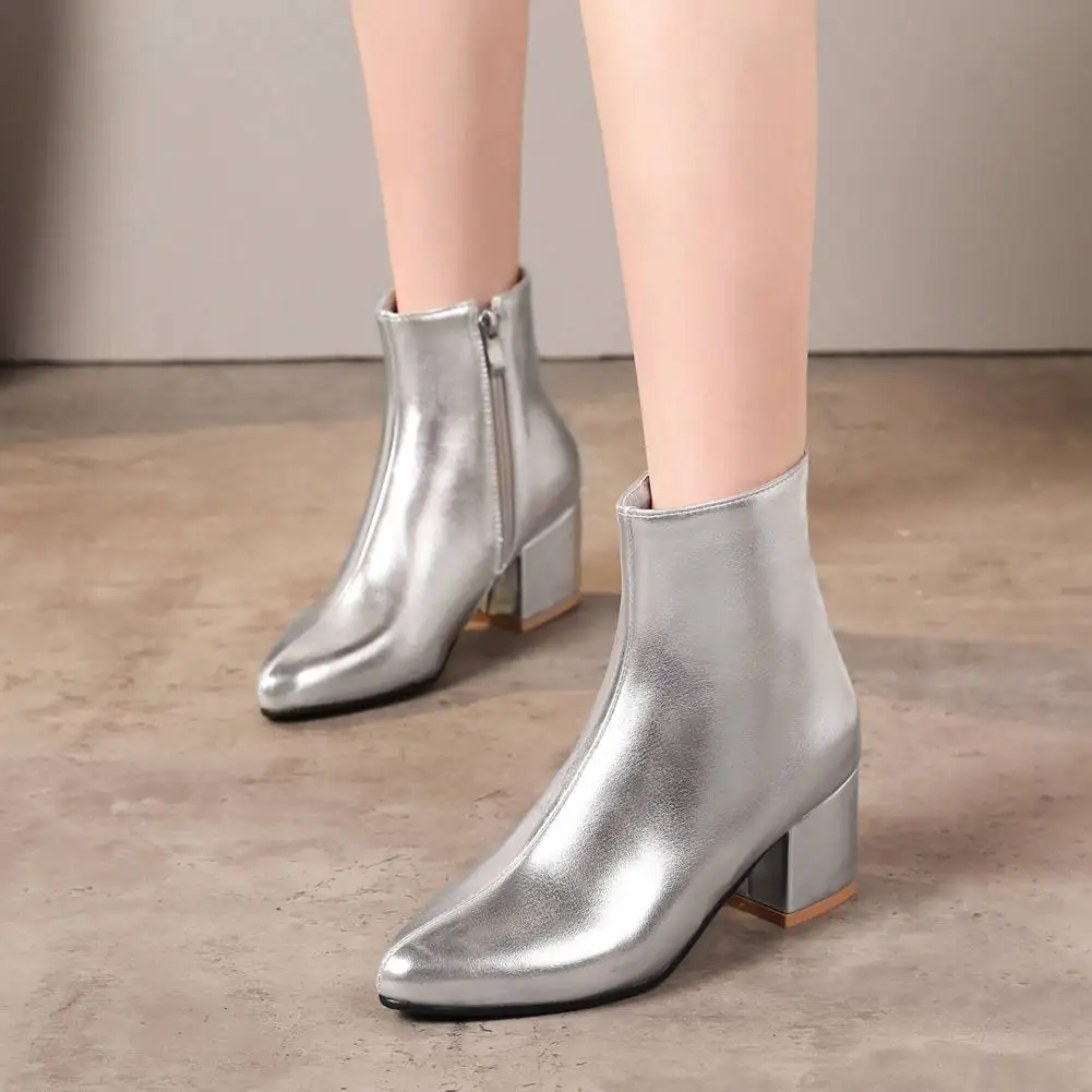 SARAIRIS/Новинка большие размеры 32 45 серебристые ботинки женские модные вечерние