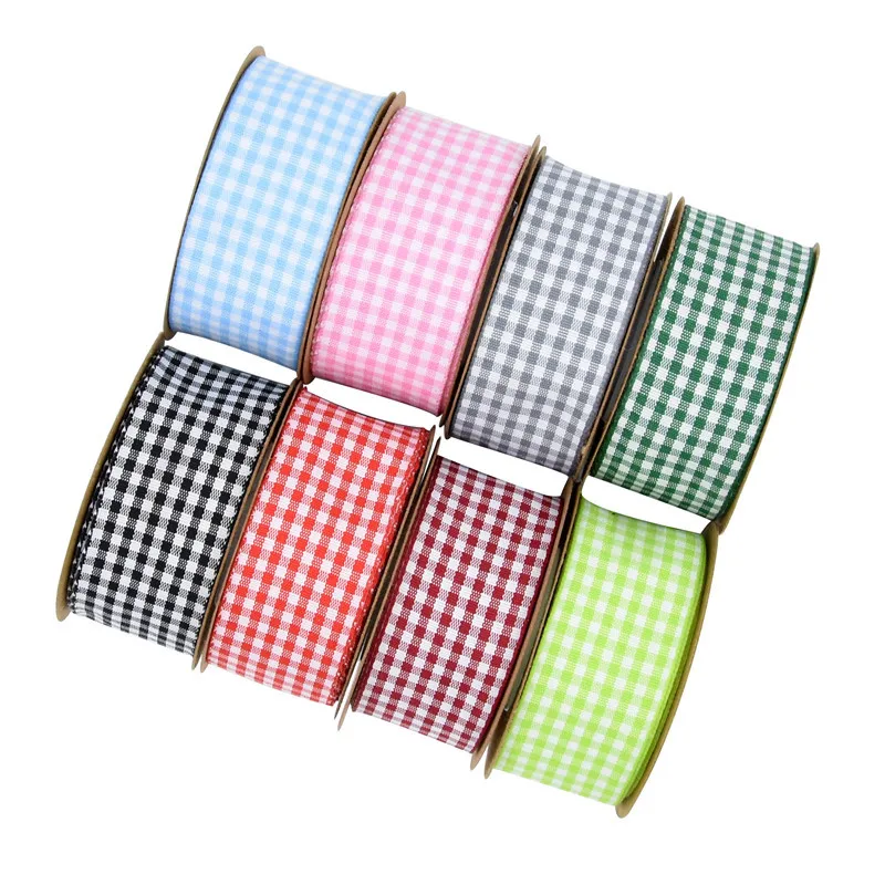 

(5m/lot) Grid Lattice Printed Ribbon Gifts Bouquet Wrapping Materials Hairbow DIY Handmade Craft Lace Ribbons 6/10/15/25/38mm