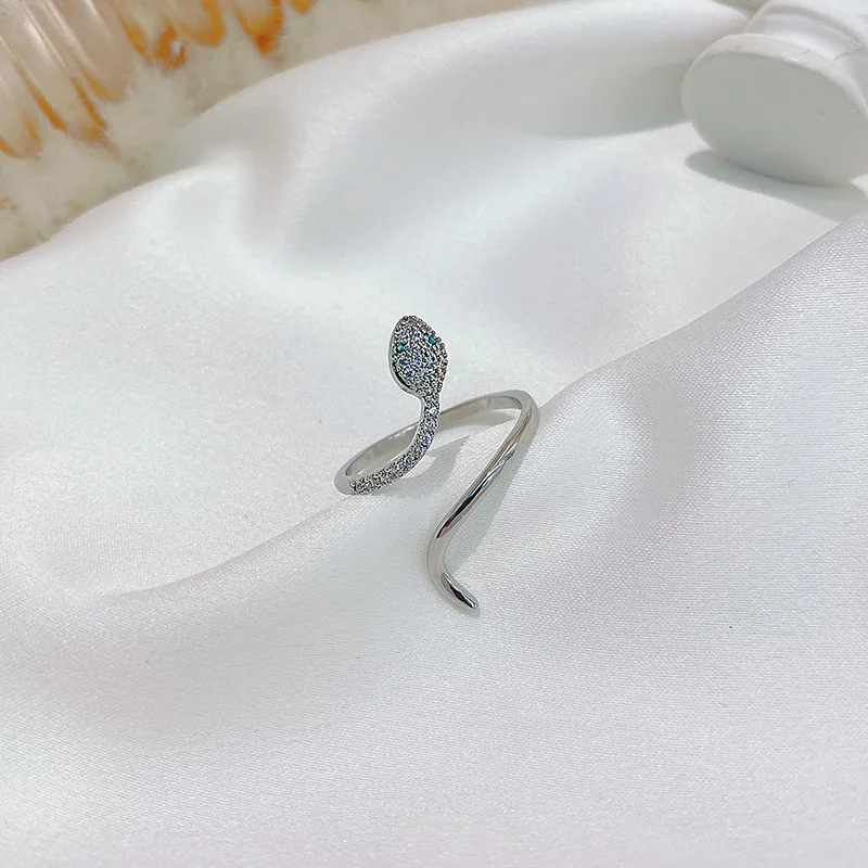 

Party design sense zircon snake shape open women's ring fashion exaggeration jewelry luxury wedding party girl's rings