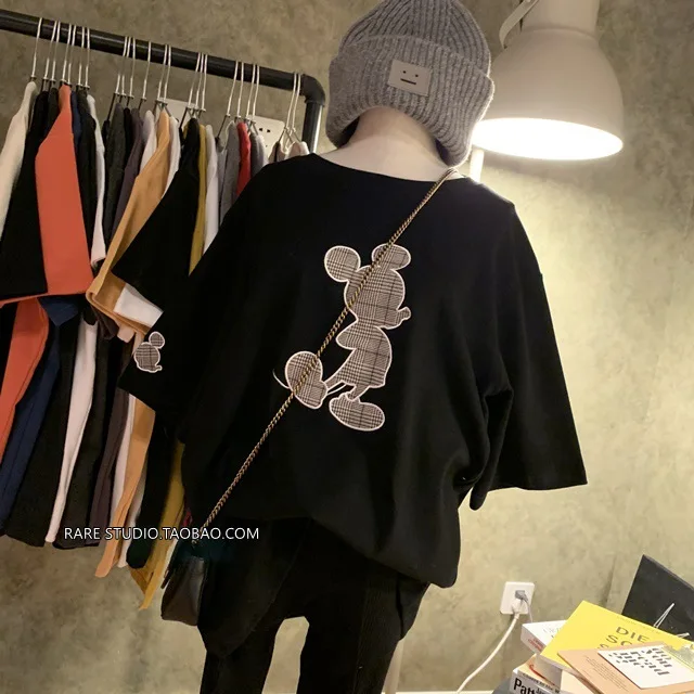 Новинка лета 2020 женская футболка с Микки Маусом женские свободные белые рубашки