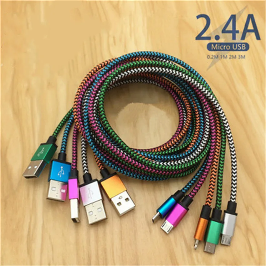 Micro USB-кабель 2 4 А нейлоновый для быстрой зарядки и передачи данных Samsung Xiaomi LG