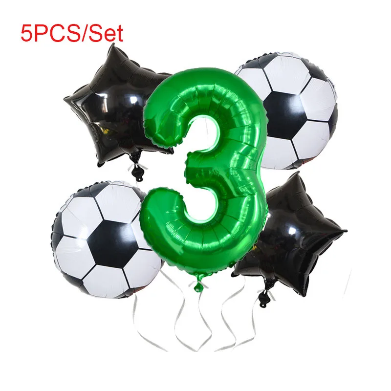 

Football Soccer Theme Party Latex Helium Air Balloon Number Foil Globos Boys Birthday Games Toys Event Party Supplies