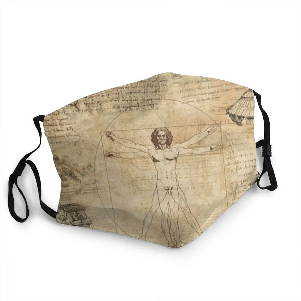 

Men Vitruvian Man Mask for Face Anti Dust Leonardo Da Vinci Protection Cover Respirator Washable Mouth Muffle