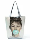Женская сумка с принтом Одри Хепберн, Классическая вместительная Экологически чистая многоразовая Сумочка для покупок с узором под заказ