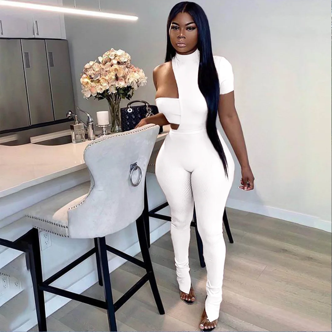 

Chocomist Three-piece Fashion Sexy Asymmetry Solid Women Pants Set GL6337