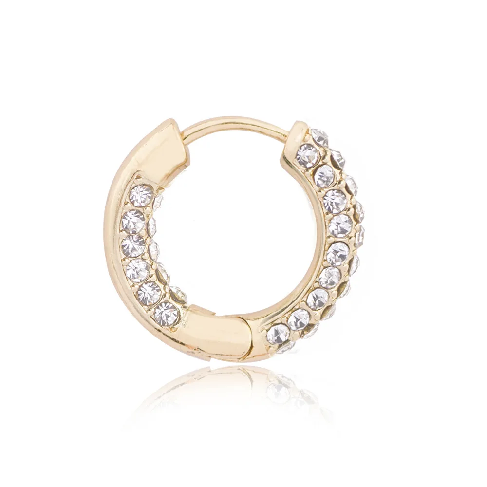 

Simple Golden Color Single Row Colours Zircon Hoop Inlay Copper Earrings For Women The Best Gift For Your Girlfriend