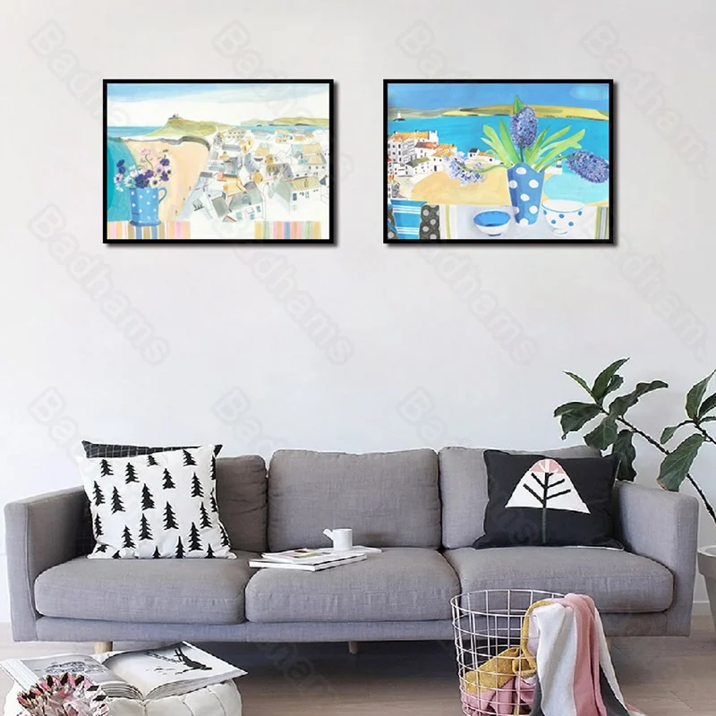 

Poster Prints Living Room Decoration Sofa Background Wall Impressionism Linhai Architecture Oil Painting Bedroom Painting