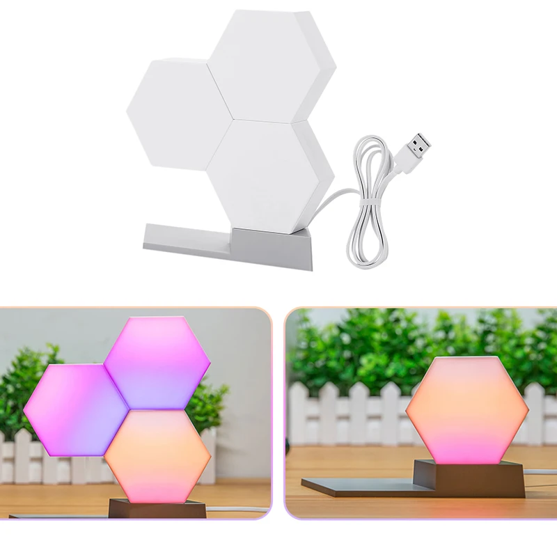 Diy Quantum Lights Creative Geometry Assembly Led Night Light Smart App Control for Google Home Amazon Alexa Lamp