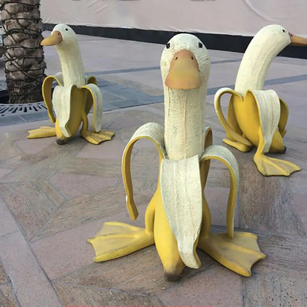 

Hot Newest Yard Decorations Art Peeled Banana Garden Statue Creative Duck Statue For Outdoor Decor Garden Ornaments Accessories