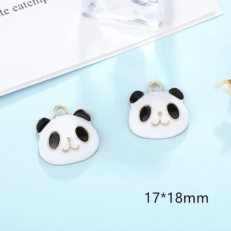 Модные подвески 10 шт./лот эмалированная голова панды аксессуары для ювелирных