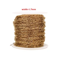 2 meters gold plated stainless steel 1 7mm width rolo cable chain link chains for diy jewelry necklaces making findings