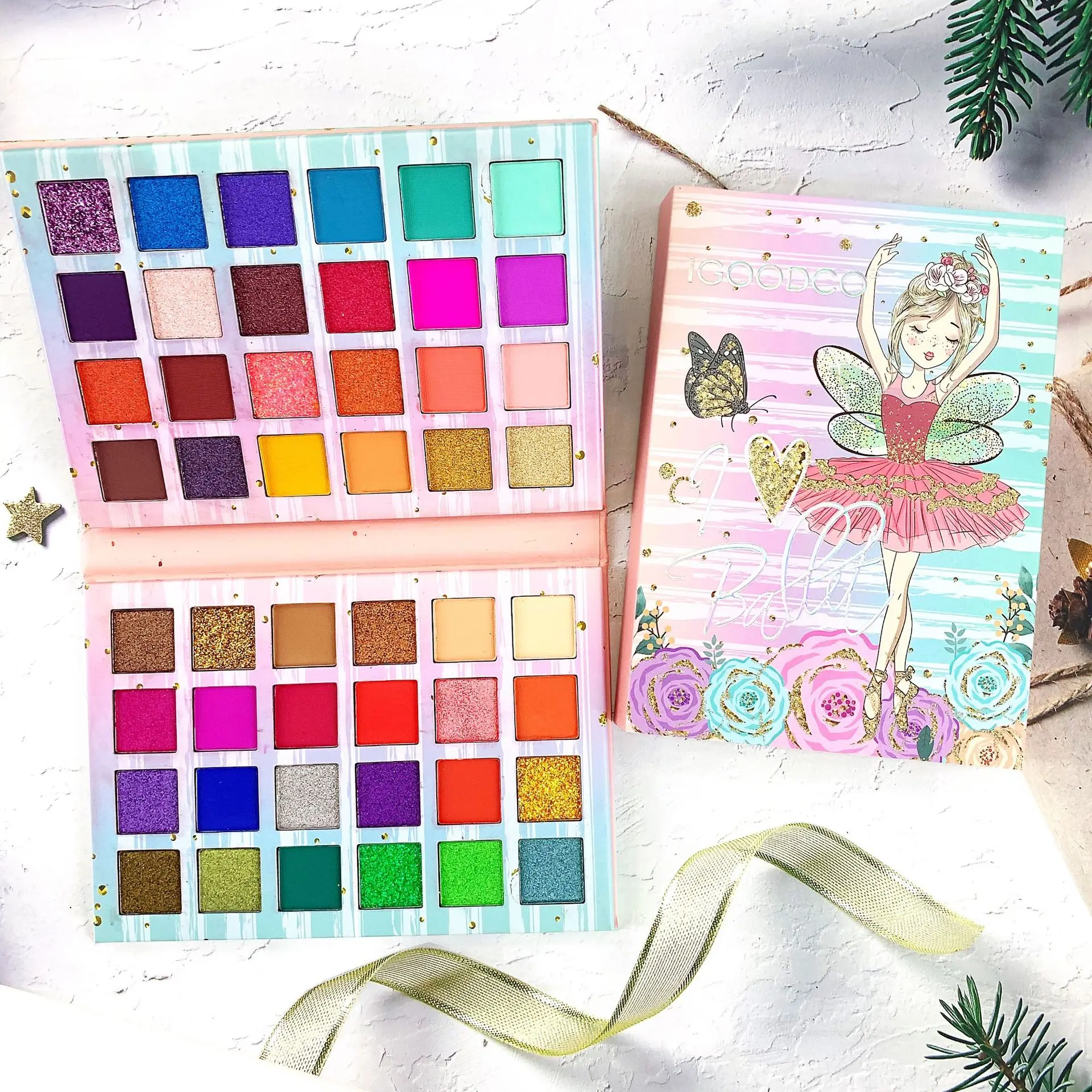 48 Цвета матовые мерцающие тени для век макияж Палитра флуоресцентный Радуга диск