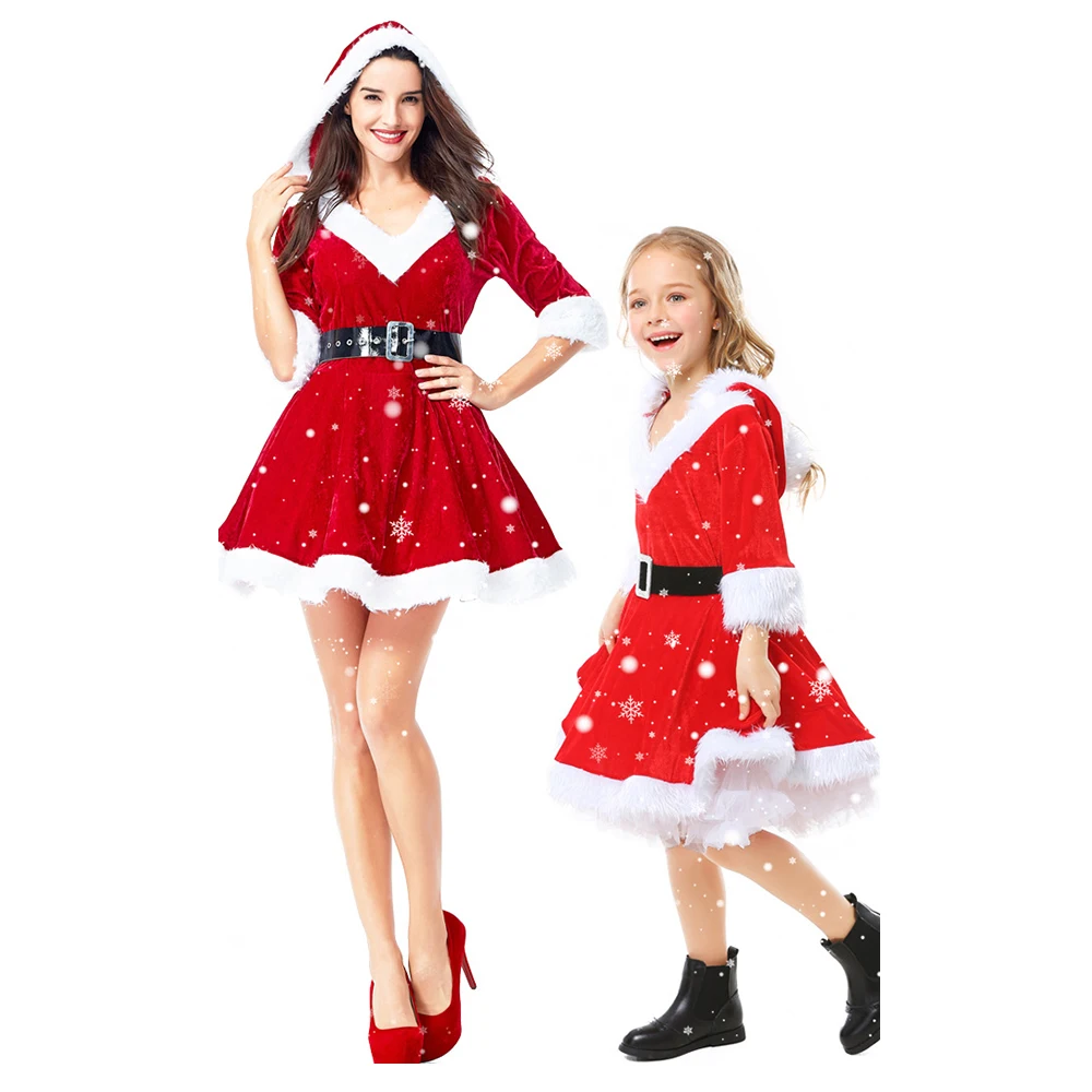 

Christmas Children Clothes Girl Dress Cosplay Red Santa Claus One Piece Dress Costume Child Festivals Party Dresses
