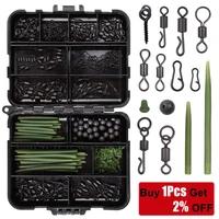 300pcsbox carp fishing tackle kit including anti tangle sleeves hook stop beads boilie bait screw rolling swivel snaps
