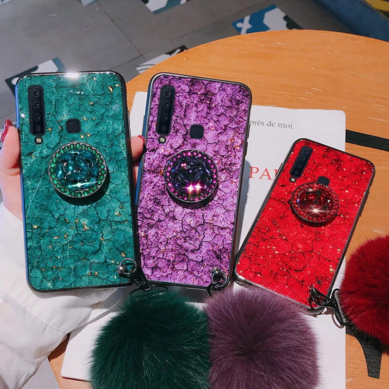 Чехол из эпоксидной золотой фольги с драгоценным камнем для Samsung Galaxy S20 10 S9 S8 Plus S7