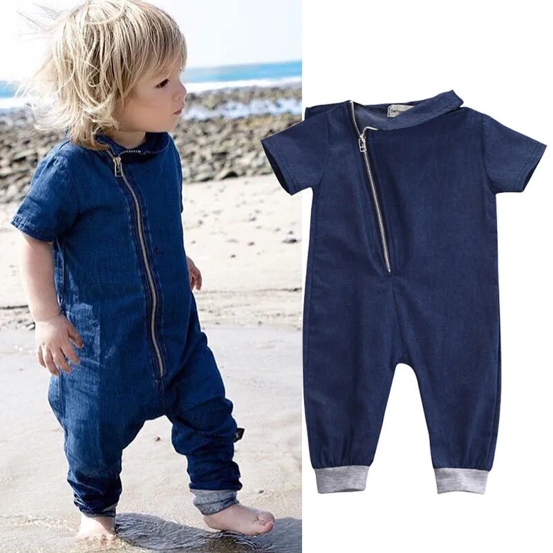 

PUDCOCO Hot Infant Newborn Kids Baby Boy Girl Jeans Zipper Leggings Romper Long Jumpsuit Outfits 0-3Y