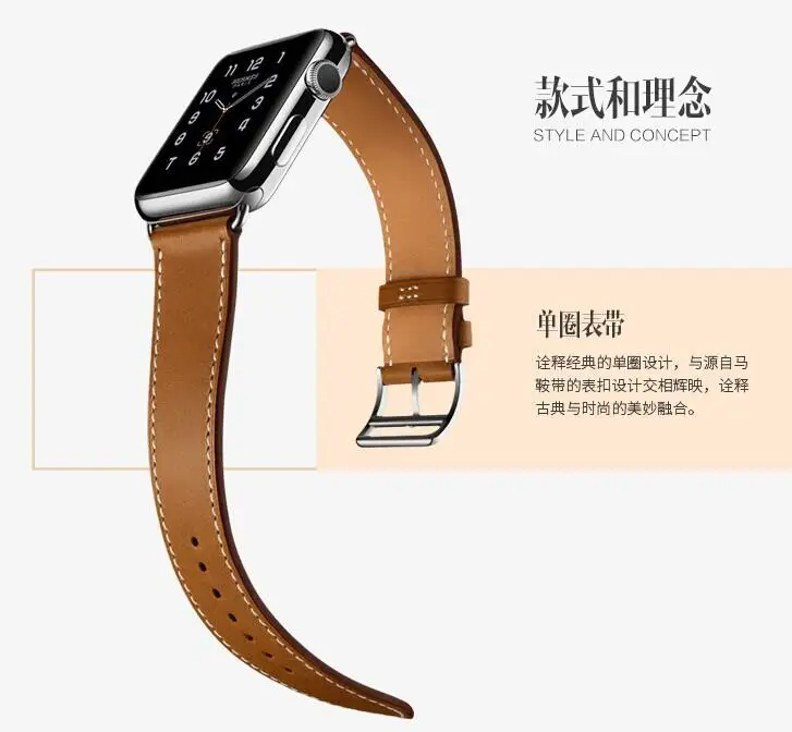 Series 7/6/5/4/3 Single Tour Leather strap For Apple Watch band 38mm 42mm 40mm 44mm 45 41 iWatch se braclet | Наручные часы