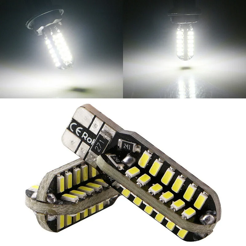 

500Pcs W5W T10 168 192 48 3014 SMD Car LED License Plate Lights Turn Signal Bulbs Reading Interior Lamp Door Light DC 12V White