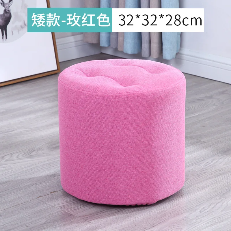 Круглая табуретка из цельного дерева и губчатой ткани мебель для гостиной