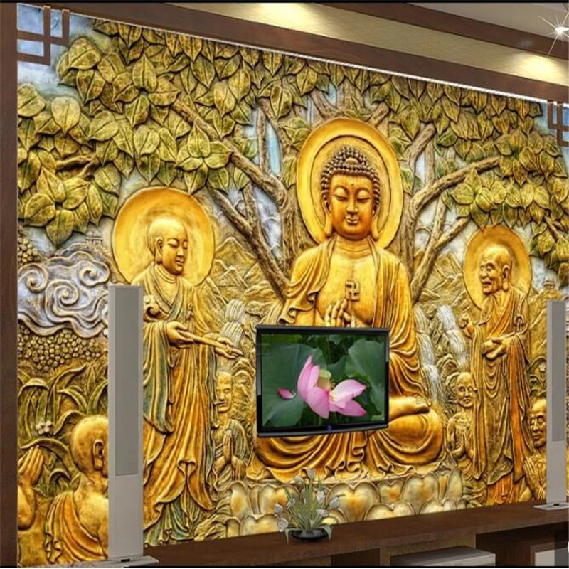 Wellyu индивидуальные большие фрески модное украшение для дома Золотое Тиснение