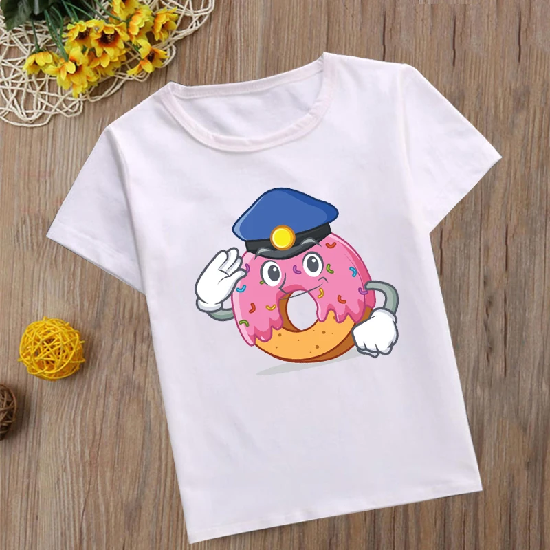 

New Kids T-shirt for Girl&Boy Baby Kids White Solid Tee Shirt Clothing for Girl Summer Children Top Clothes Donuts Shirt