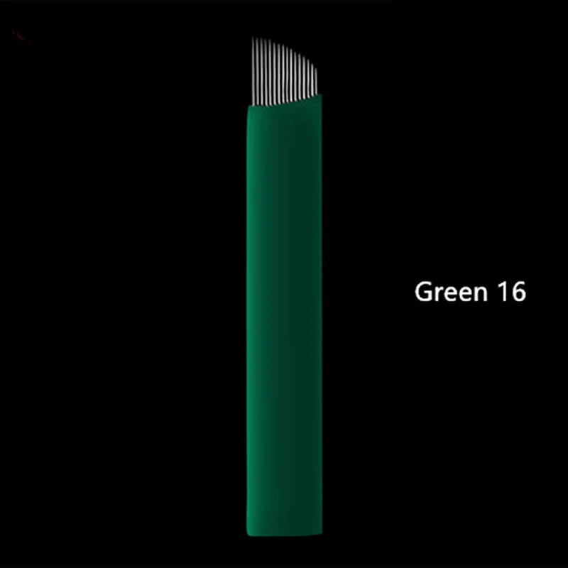 

0,16 мм микроблейдинг иглы микро 12 гибкий зеленый нано скошенный Ламин для микроблейдинг Tebori Перманентный макияж ручка для татуировки