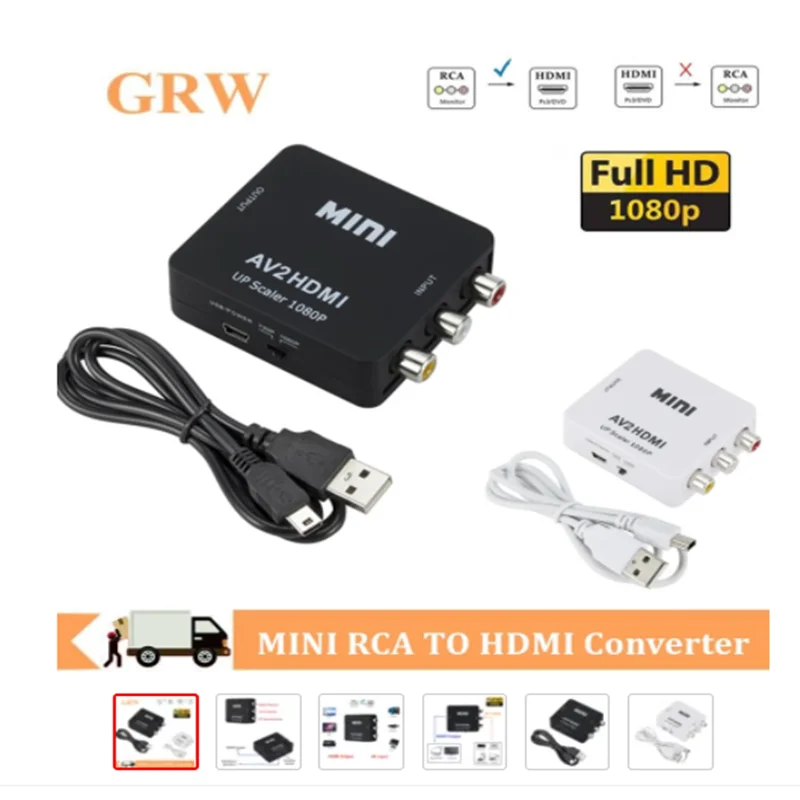 1080P HDMI2AV Mini HDMI TO AV -Composite CVBS RCA Audio Vedio Converter Adapter Ondersteuning Ntsc Pal Output Hdmitoav