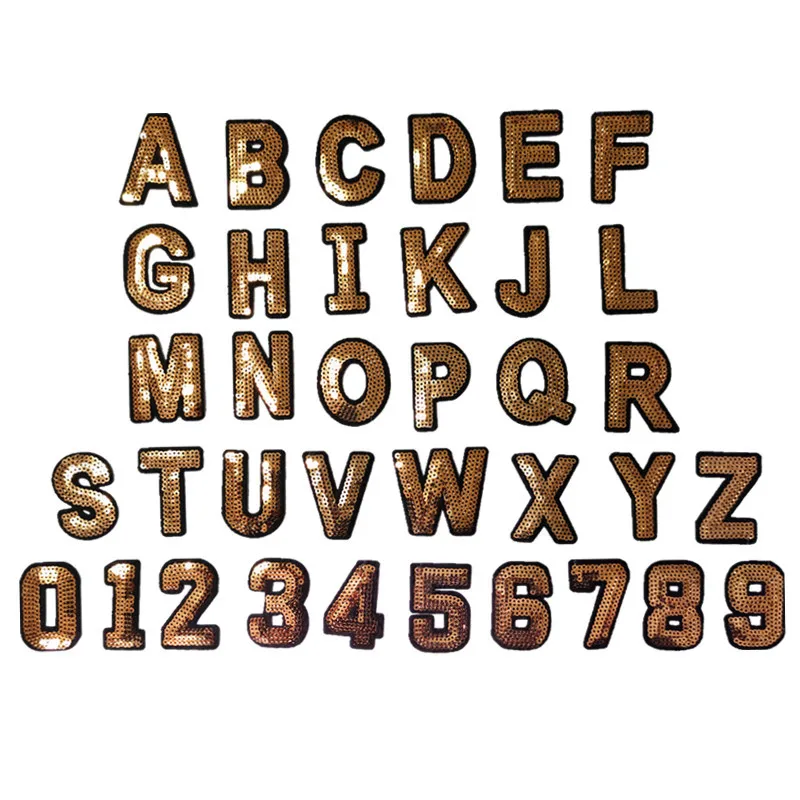 

2021 New 3D Colorful A-Z 26 Letters Gold sequined Embroidered Patches Sew on Alphabet Letters Embroidery Applique 1 Set
