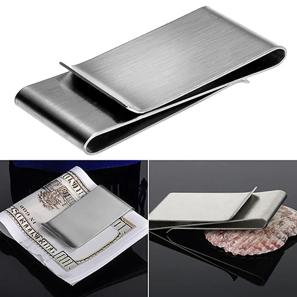 

HOT SALES 2021 Stainless Steel Silver Color Slim Money Clip Purse Wallet Credit Card ID Holder