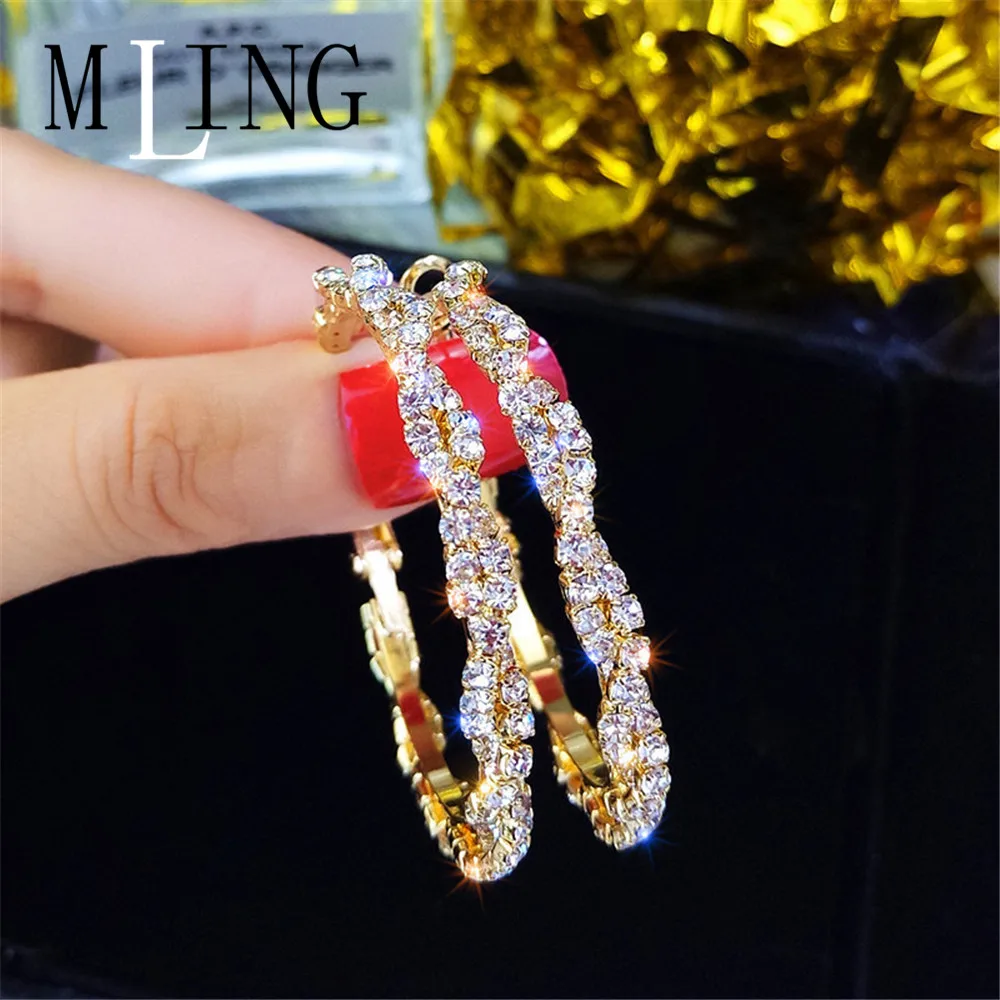 Женские винтажные серьги-кольца MLING из золотого сплава с большим круглым