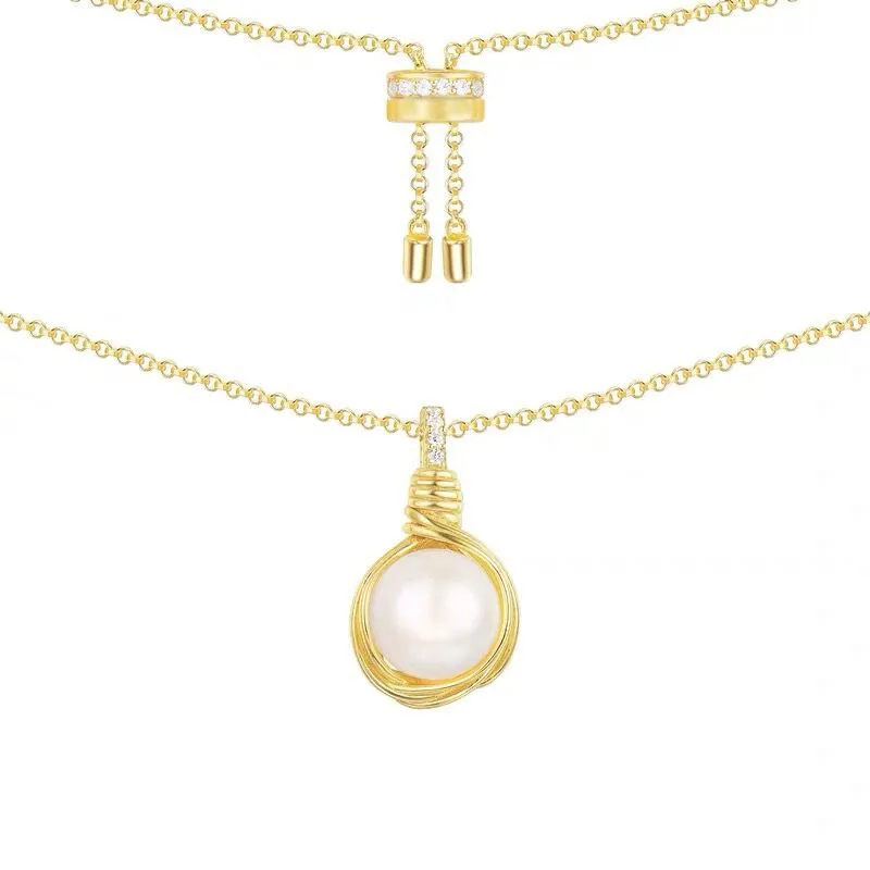 Модное ожерелье с жемчужными жемчужинами желтого золота дизайн 1:1 лавантуриер