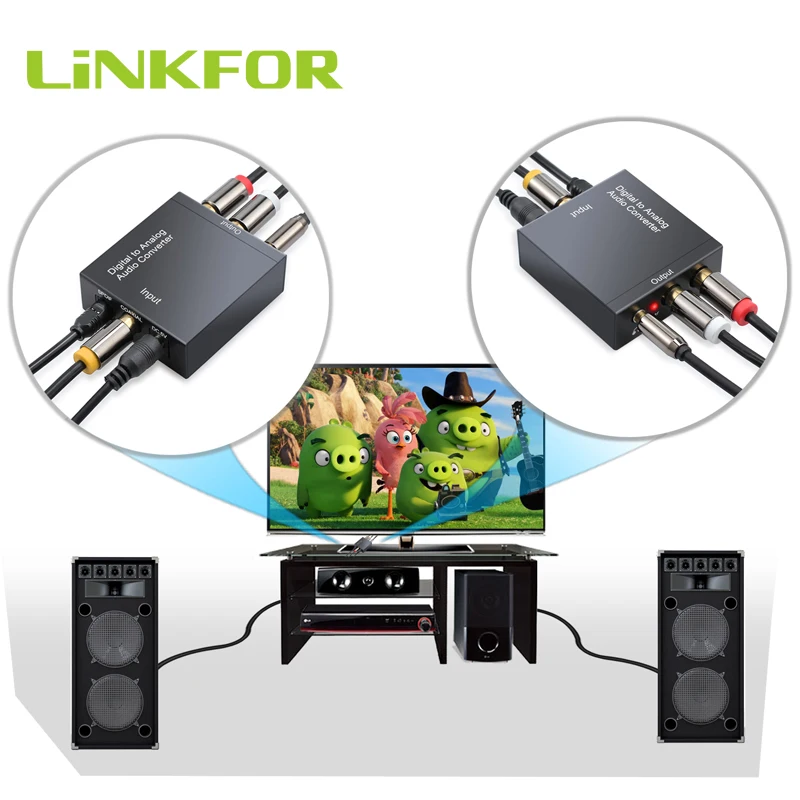 LiNKFOR цифро аналоговый преобразователь SPDIF Toslink оптический к RCA + 3 5 мм аудиоадаптер