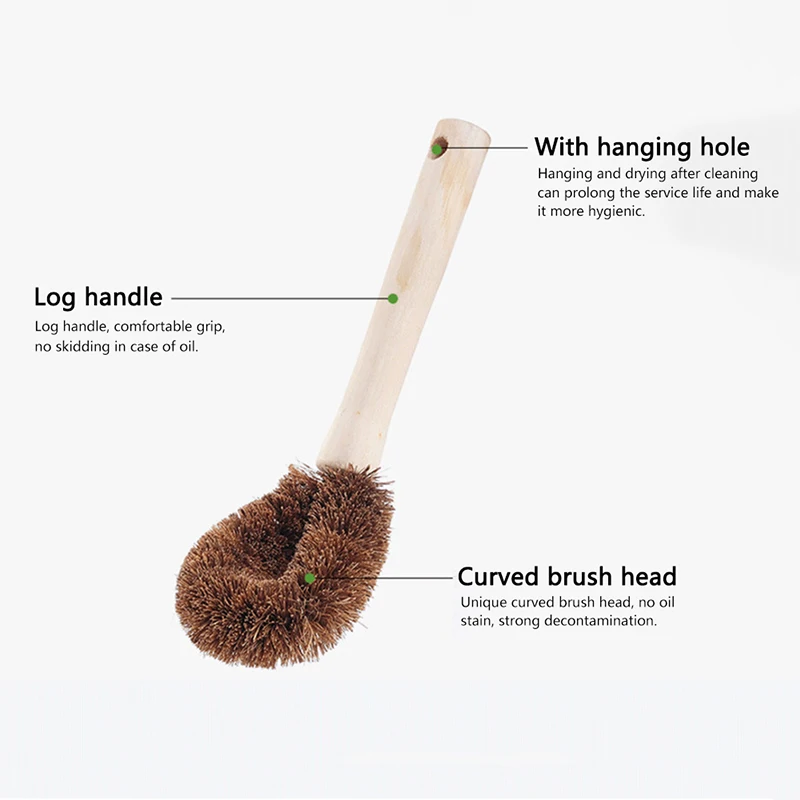 

Natural Material Pot Scrubbing Brush Non-stick Pan Brush Kitchen Brush Cleaning Brush Long Handle Cleaning Pot And Dish Brush