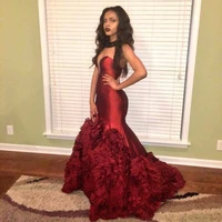 sexy prom abendkleider kristall neue ruffles burgundy mermaid long evening party special occasion mother of the bride dresses