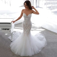 uzn elegant ivory mermaid satin with tulle wedding gowns sweetheart sleeveless bridal gown lace backless wedding dresses