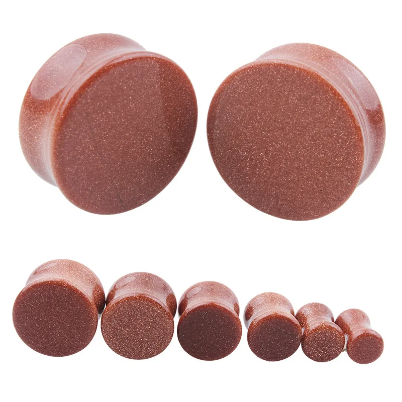 

jinzeyi hot sale Red sand ear profile Europe and America human body piercing jewelry natural stone popular ear expansion 2pcs