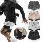 Шорты мужские спортивные быстросохнущие, дышащие, двухслойные, с несколькими карманами, для фитнеса, тренировок, спортзала, пляжа, бега, гонок