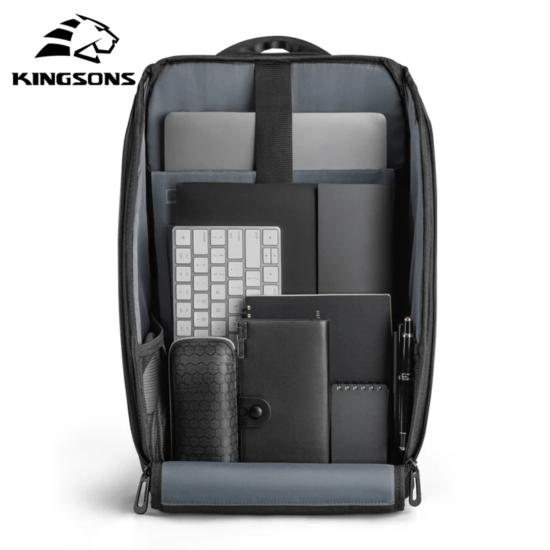

Kingsons Men 15 inch Laptop Backpack Fashion Waterproof Travel Backbag Anti-thief Male College Students school bags Mochila 2021
