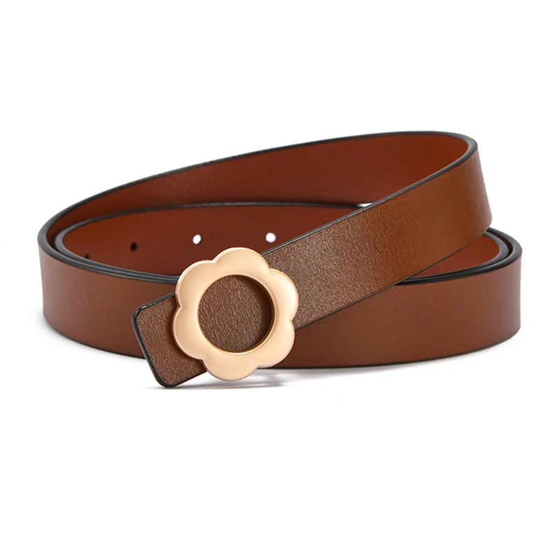 

Flower-shaped Gold Buckle Women Belt Fashion Cowhide Belts Women Elegant National Style Matching Dress Belts Jeans Waist Belt