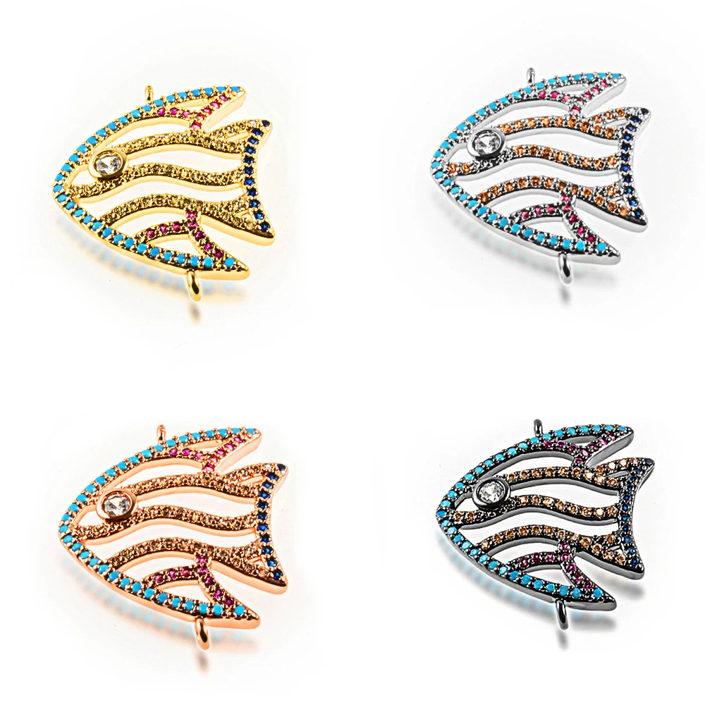 

Cute Animal Fish Shape Exquisite Workmanship Jewelry Bracelet Accessories Zircon Copper Bracelet Necklace Connector