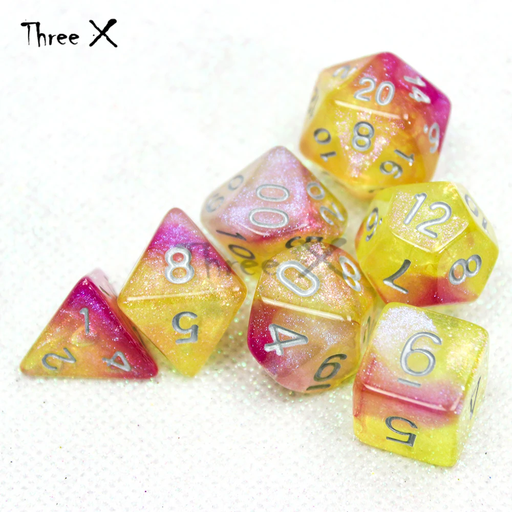 DND РПГ 7 шт D4 D20 галактика кости Сияющие игры аксессуары хобби Рождественский